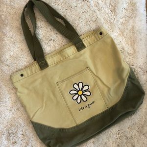 Life is Good Tote Bag Green Yellow